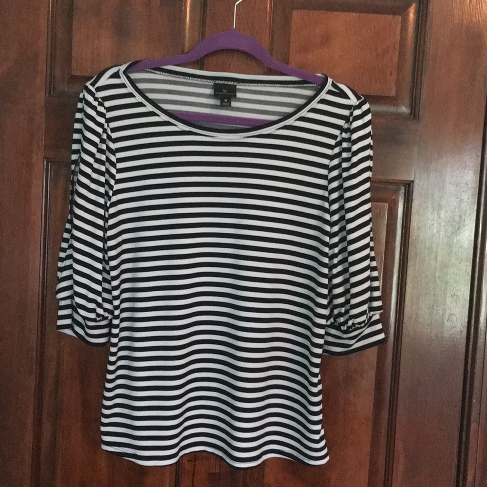 Worthington Black and White stripe top, size M